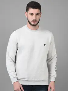 Canary London Men Grey Melange Slim Fit Pullover Sweatshirt