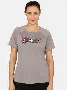 Zelocity by Zivame Women Grey Typography Avengers Printed T-shirt