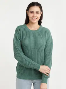 Zink London Women Green Cable Knit Pullover