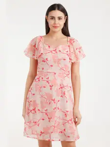 Zink London Floral Printed Fit and Flare Dress