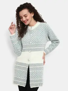 V-Mart Self Design Fleece Sweatshirt