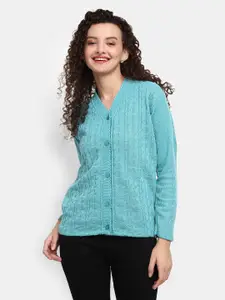 V-Mart Women Green Self Design Acrylic Sweater