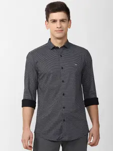 Peter England Men Grey Slim Fit Printed Formal Shirt