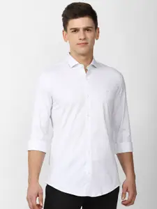 Peter England Men White Slim Fit Printed Casual Shirt