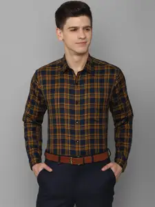 Allen Solly Men Navy Blue Slim Fit Tartan Checks Pure Cotton Formal Shirt