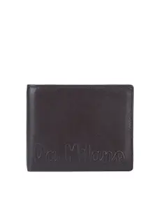Da Milano Men Coffee Brown Textured Leather Two Fold Wallet