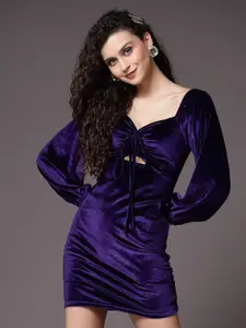 KASSUALLY Violet Velvet Bodycon Mini Dress