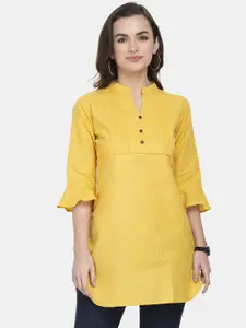 Aarsha Yellow Solid A-Line Pure Cotton Kurti