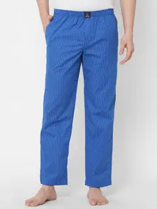 URBAN SCOTTISH Men Blue Printed Pure Cotton Lounge Pants