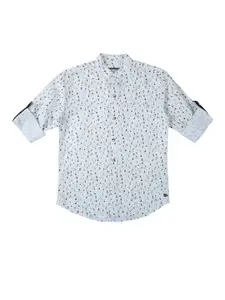 Gini and Jony Boys White Standard Regular Fit Printed Casual Shirt