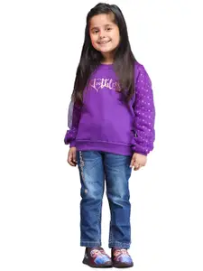 toothless Girls Purple Printed Fleece Sweatshirt
