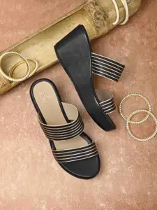 Jove Striped Flatform Sandals Heels