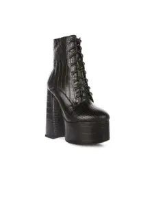 London Rag Women Black Leather  Boots