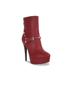 London Rag Women Red Solid Casual Chunky Boots