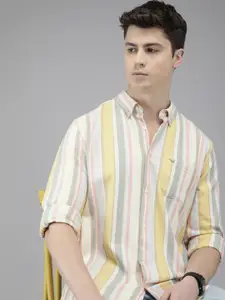 THE BEAR HOUSE Men Multicoloured Slim Fit Striped Casual Shirt