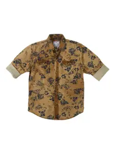 Gini and Jony Boys Brown Standard Regular Fit Printed Casual Shirt