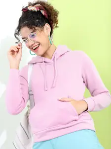 Tokyo Talkies Women Purple Hooded Sweatshirt
