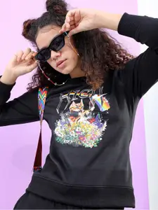 Tokyo Talkies Women Black Printed Sweatshirt