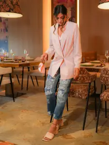 Tokyo Talkies Women Gorgeous Blue Wide Leg Fit Cropped Stretchable Jeans