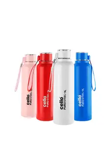 Cello Puro Steel-X Benz 900 Set of 4 Assorted Inner Stainless Steel Water Bottle-730ml