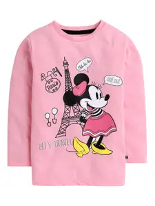 KINSEY Girls Pink Minnie Mouse Printed Cotton T-shirt