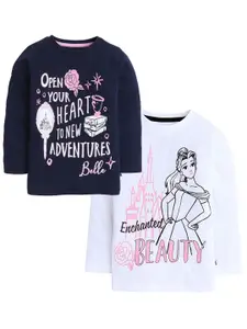 KINSEY Girls Pack Of 2 Disney Princess Printed Cotton T-shirt