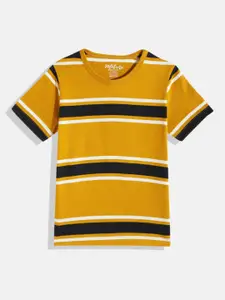 METRO KIDS COMPANY Boys Mustard Yellow & Black Striped T-shirt