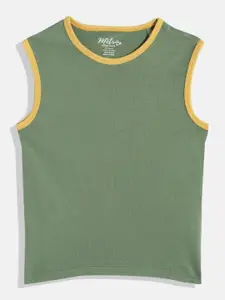 METRO KIDS COMPANY Boys Olive Green Solid T-shirt