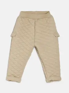 MINI KLUB Boys Beige Self Design Cotton Track Pants