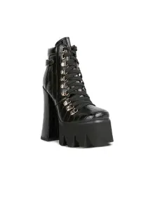 London Rag Women Black High Heeled Ankle Boots