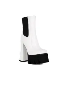 London Rag Women White Colorblocked Chelsea Boots