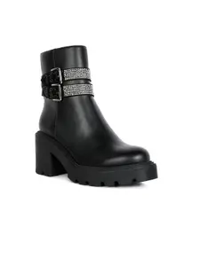 London Rag Women Black Embellished Heeled Boots