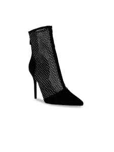 London Rag Women Black Embellished Heeled Boots