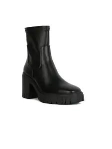 London Rag Women Black High-Top Block Heeled Boots