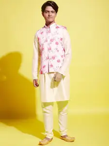 VASTRAMAY Boys Regular Kurta with Pyjamas & Printed Nehru Jacket