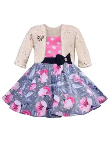 Wish Karo Pink Floral Satin Dress With Jacket