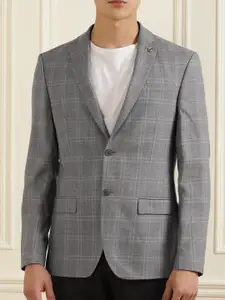 Ted Baker Men Grey Checked Single-Breasted Formal Blazer