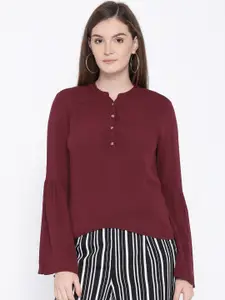 ONLY Women Maroon Solid Shirt Style Top