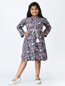 Bella Moda Girls Floral Printed Fit and Flare Cotton Dress
