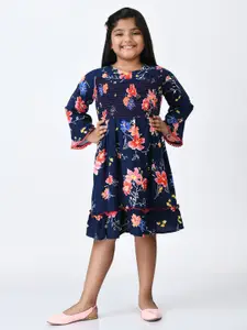 Bella Moda Girls Floral Printed Fit and Flare Dress