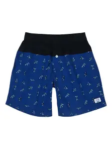 Gini and Jony Boys Blue Printed Regular Shorts