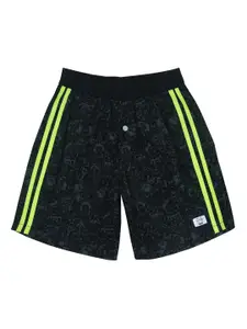 Gini and Jony Boys Black Printed Regular Shorts