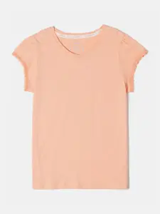 Jockey Girls Orange Solid Cotton T-shirt