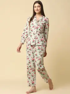 RAASSIO Women Floral Printed Night Suit