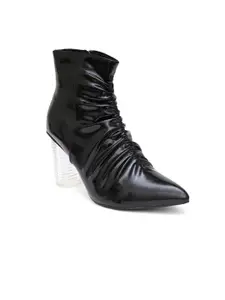SHUZ TOUCH Women Black Solid Ankle Length Boots
