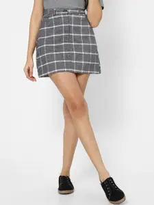 VASTRADO Women Grey Checked Pure Cotton Skirt