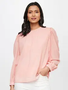 AND Women Solid Puff Sleeves Top