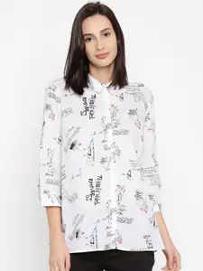 SF JEANS by Pantaloons Women White Regular Fit Printed Casual Shirt