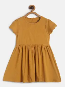 MINI KLUB Girls Yellow Pure Cotton Dress