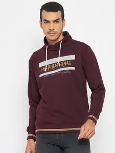 Duke Men Maroon Printed Fleece Sweatshirt